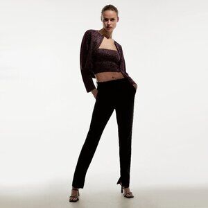 NWT Zara purple & black shimmery tinsel-like knit cropped cardigan sweater